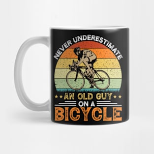 Never Underestimate An Old Guy On A Bicycle Funny Cycling Mug